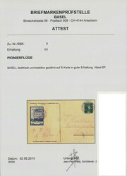 BASEL, farbfrisch und tadellos gezähnt auf Kartenausschnitt mit ...