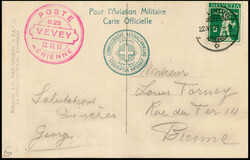 1913, 22. Juni, Flugtag VEVEY, frankiert mit Tellknabe, Stempel ...