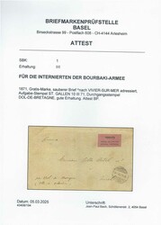 1871, Gratis-Marke, sauberer Brief nach VIVIER-SUR-MER adressiert, ...