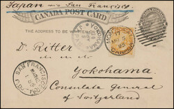 1 C.-Ganzsache mit Zusatzfrankatur, sauberer Stempel MONTREAL MR 5 95 ...