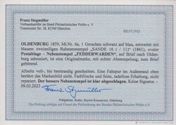 "Fedderwarden", blauer Ovalstempel der Briefsammlung als Nebenstempel ...