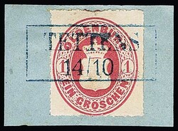 "Tettens", blauer Ra2 ideal auf Luxusbriefstück 1 Gr., sign. Köhler