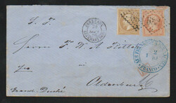 Incoming-Mail, 1866, Frankreich 10 C. braun und 40 C. orange, ...