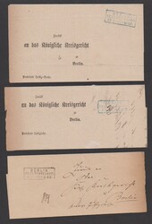 "Berlin P.E. 33 (Tempelhof)", Ra3 in blau 1868 auf drei Orts-Postbeh ...
