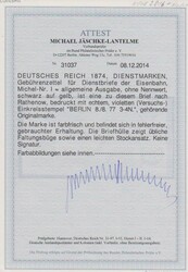 "Berlin N.W.5", seltener violetter Versuchs-K1 vom 8.8.1877 klar auf ...