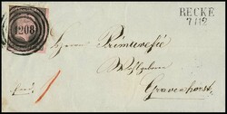"1208" nebst vorphil. L2 "Recke" (v. 7.12.1850) klar auf kleinem ...