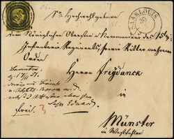 "1287" nebst K2 "Saarlouis" auf Adelscouvert (kl. Randriß und ...