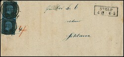 "1443" nebst Ra2 "Stolp" auf Post-Ins.-Doc. mit senkrechtem Paar 2 ...