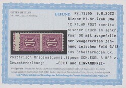 12 Pfg. amerikanischer Druck, senkrechtes postfrisches Randpaar, ...