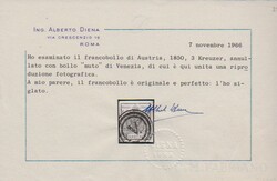 3 Kr. rosa, Handpapier, Kabinettstück mit hierauf seltener ...