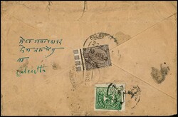 Tibet, 1927, 1/6 Tr. grün als vorfrankiertes Inlandsporto, in ...