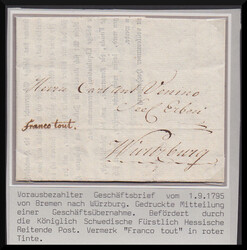 "Bremen", 1735-1796, fünf frühe Briefe, 1735 vom Bremer Senator ...