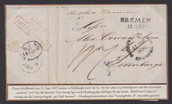 "Bremen", 1837, L2 auf Brief mit ungewöhnlichem Laufweg via ...