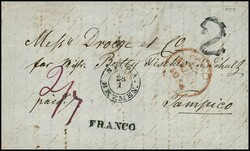 "Bremen", 1854/55, K2 des Stadtpostamtes, nebst L1 "Franco", auf zwei ...