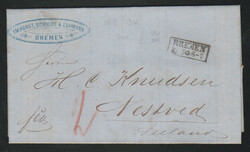 "Bremen", 1863/67, versch. Ra2 auf zwei Briefen nach ...