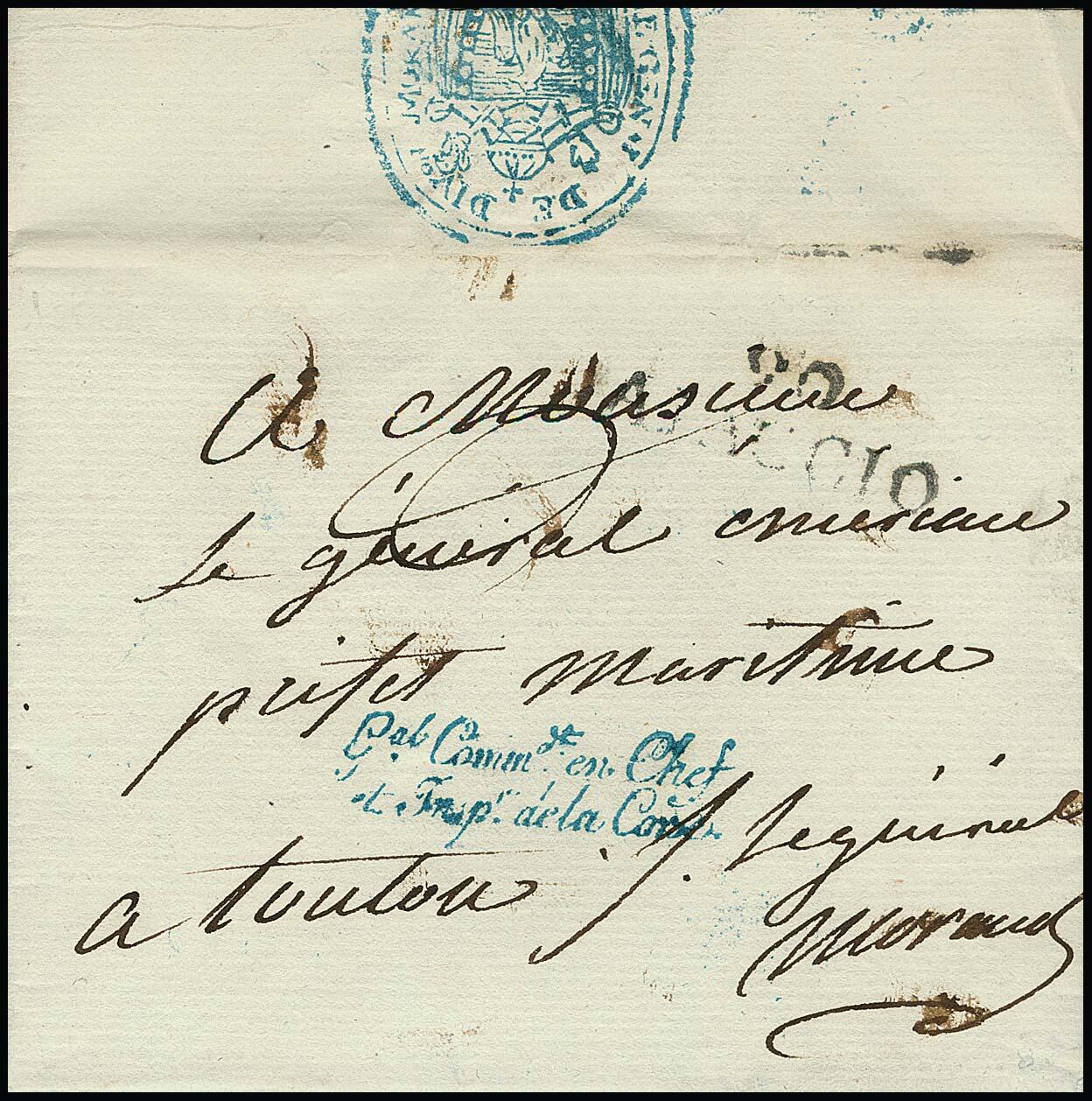 "Ajaccio", Korsika, 1808, L2 auf seltenem Militärbrief der Armee de ...