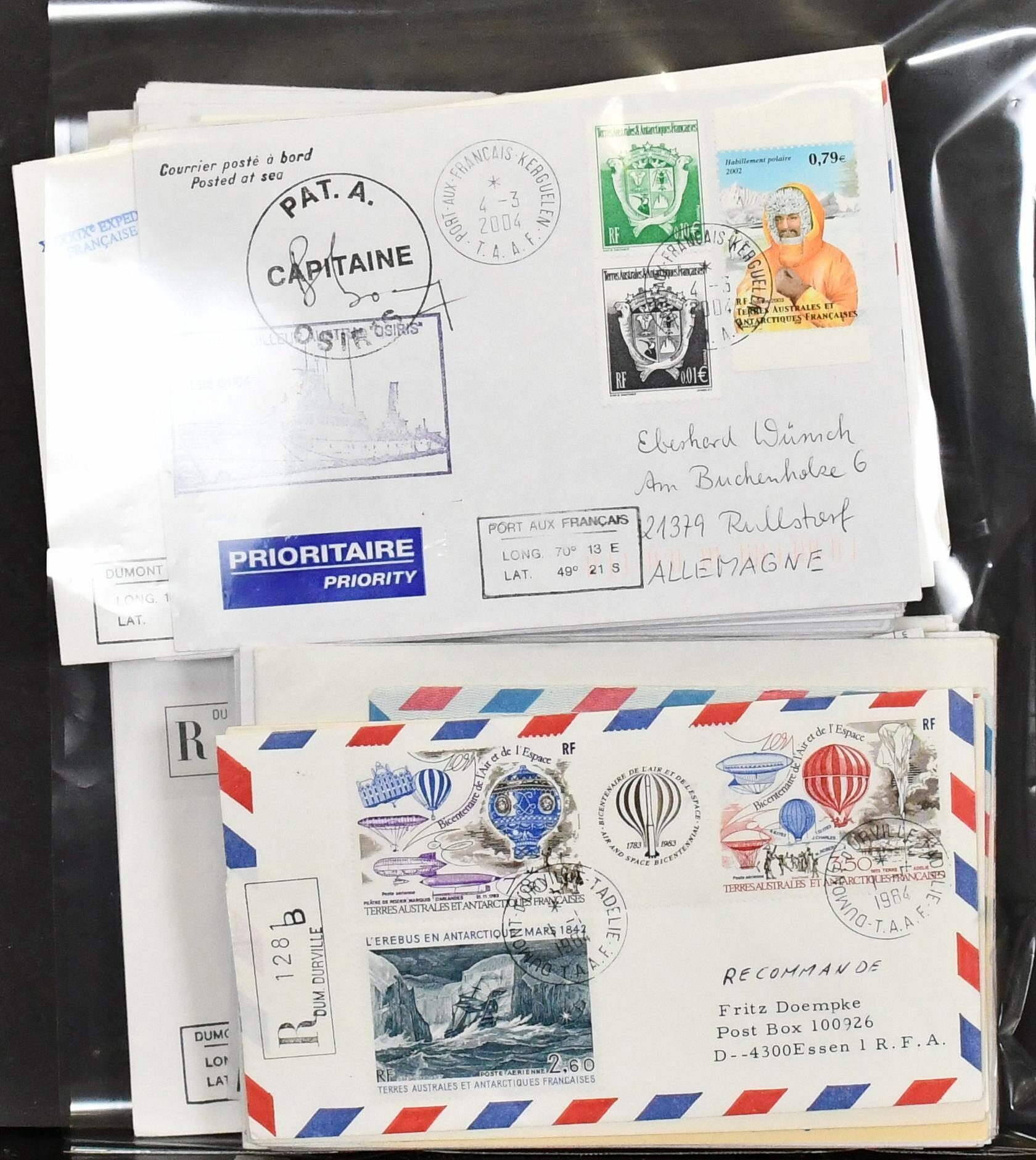 Polarpost, Frankreich TAAF, mit Mi.-Nr. 17, 21, 32, Sattelit-FDC und ...