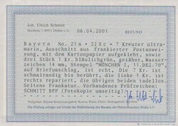1 Kr. bläulichgrün per drei (linke Marke rechts kleine übermalte ...