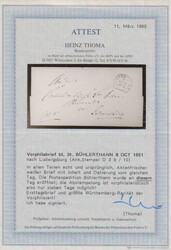 "Bühlerthann", blauer Stb. vom 8. Oct. 1851 auf gef. ...