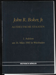 Altdeutsche Staaten, Boker-Slg., Auktionskataloge Nr. 1-18, ohne Nr. ...