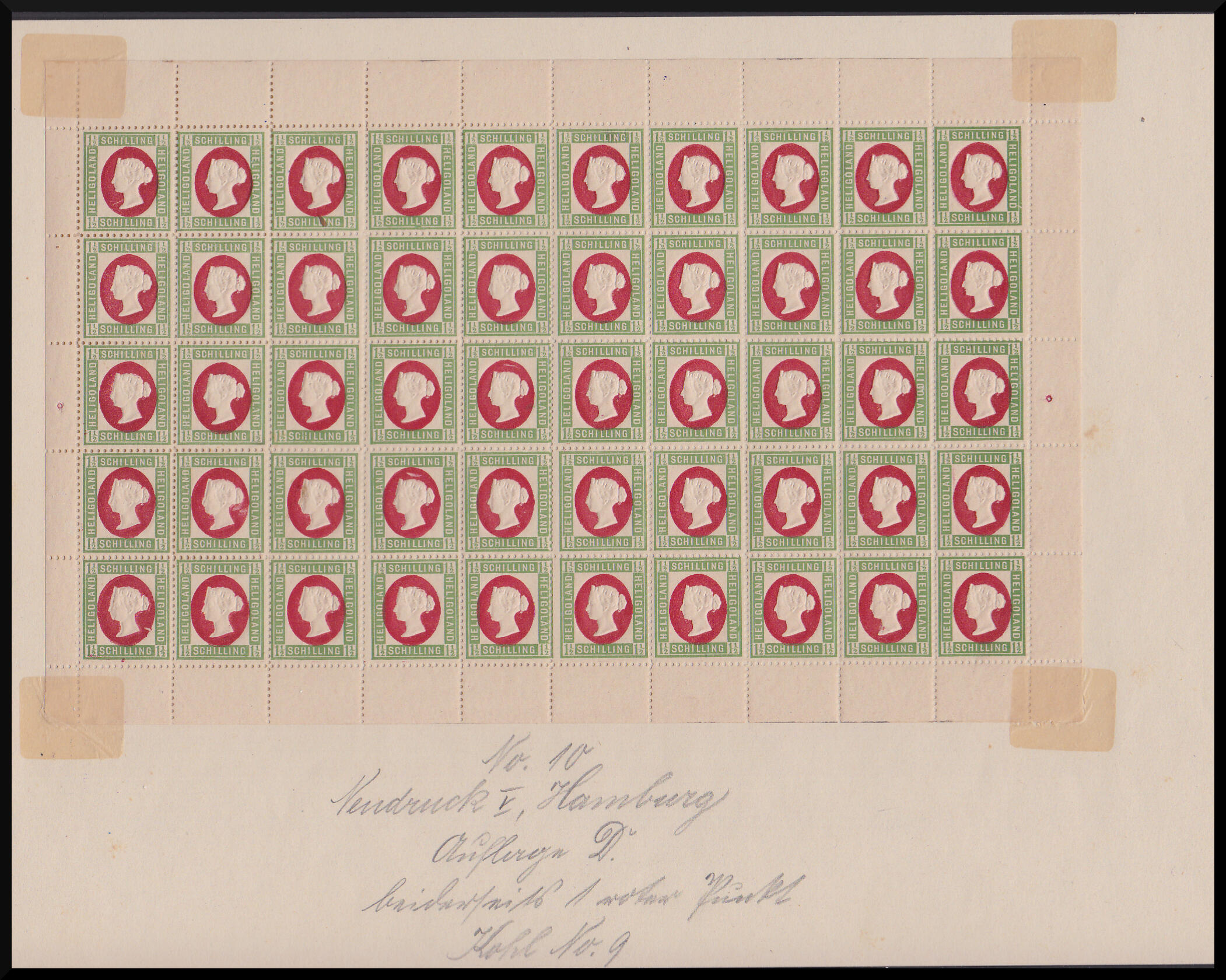 1 1/2 Sch., Hamburger Neudruck ("D") im postfrischen Bogen (im Rand ...