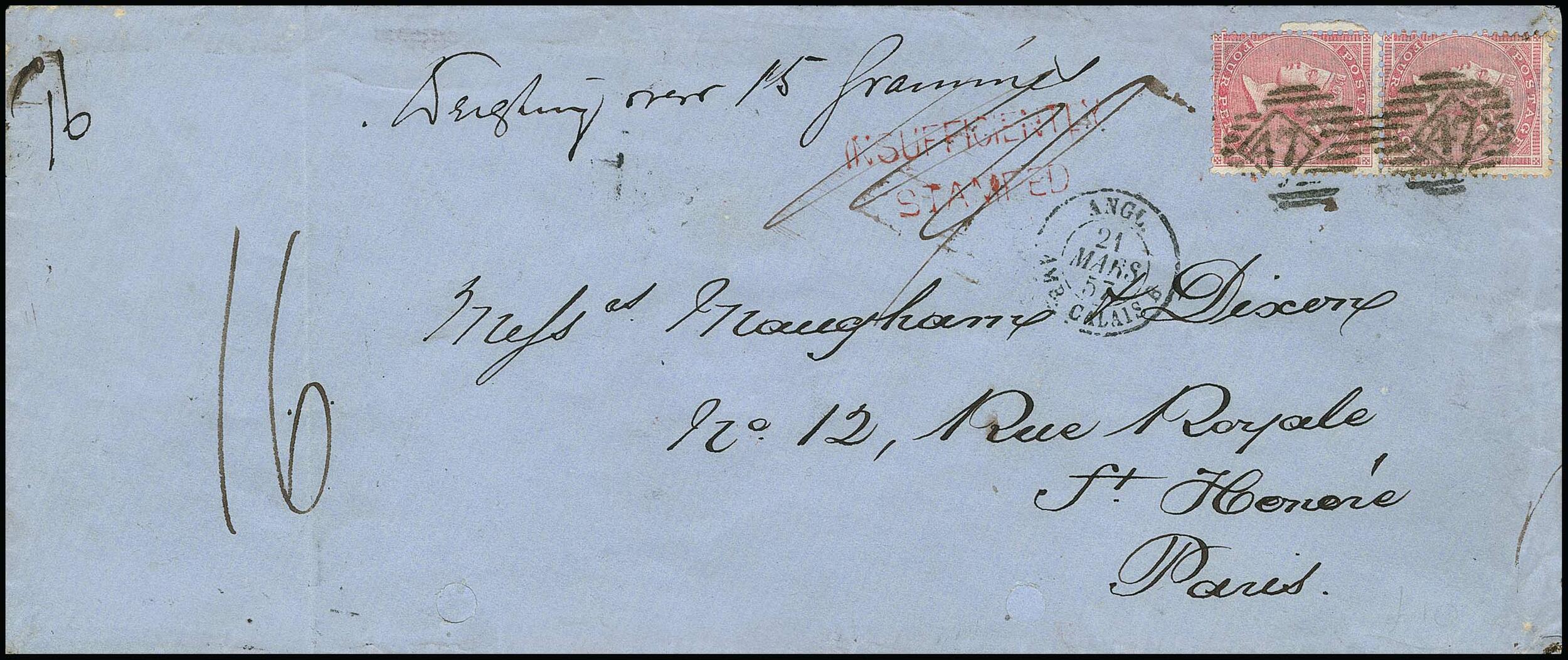 4 P. rosalila im Paar auf übergewichtigem, unterfrankiertem Couvert ...