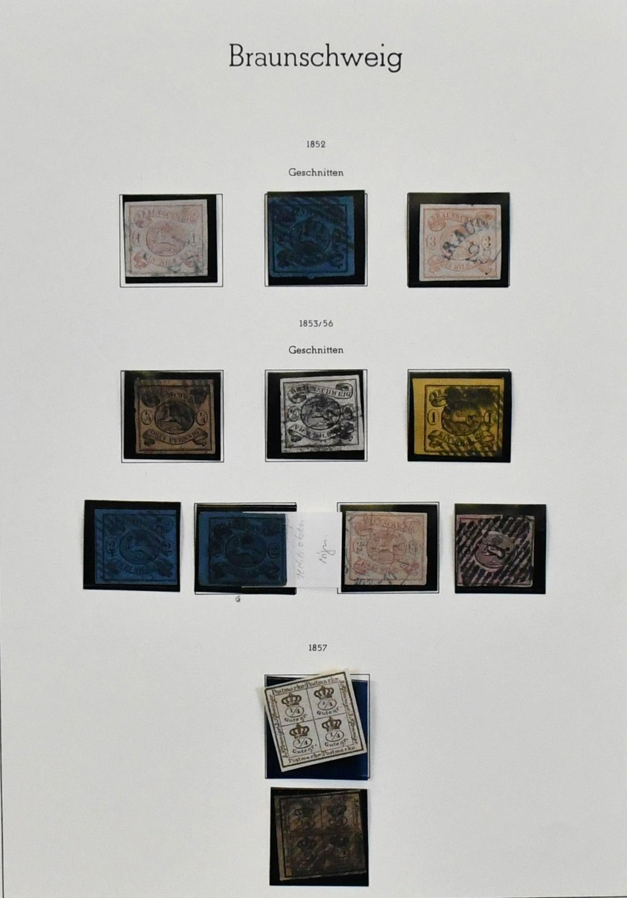 Braunschweig, gestempelte Vordruck-Slg. ab Nr. 1, 3, 4, 5, 7-11, 14A, ...