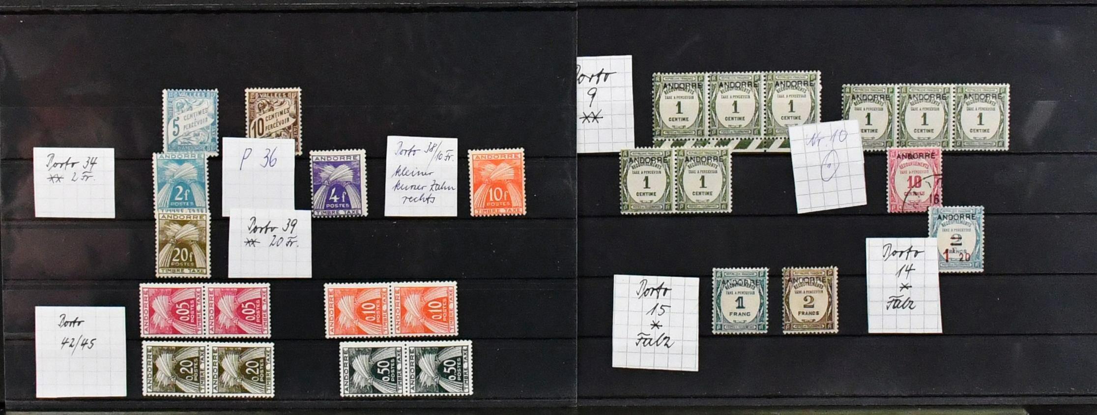 Andorra, französ. Post, Porto, postfr./ungebr. Partie, mit Nr. 12 ...