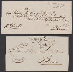 "Cöpenick", 1821 ff., L2 auf vier sauberen Briefen