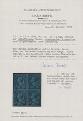 2 Ngr. schw./lebhaftblau, ungebrauchter Kabinett-Viererblock ohne ...