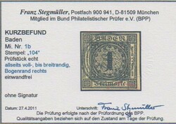 1 Kr. schw./bräunlich, breitrandiges Kabinettstück vom rechten Rand ...