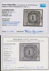 1 Kr. schwarz, vierseitig breit- bis meist überrandig, Teile von ...