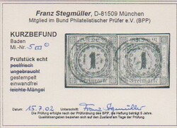 1 Kr. schwarz, breitrandiges gest. Kabinett-Paar, links auf voller ...