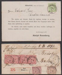 Fünf bessere Belege: 1/4 Gr. violett nebst gez. 1/2 und viermal 1 Gr ...