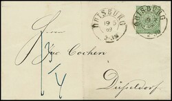 1/3 Gr. grün einzeln auf Prachtbrief von "Duisburg" (K2) nach ...