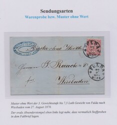 1 Gr. rosa je einzeln auf drei Briefen "Muster ohne Werth" (3. ...