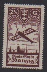 2 1/2 Gld. Flugpost mit breitem Ausgleichszahn sowohl postfr. als ...