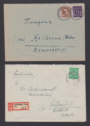 Vier Belege Kontrollrat mit besseren Württemberg-Stempeln: ...