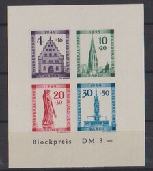 Wiederaufbau-Block gezähnt mit Plattenfehler I, sowie geschnitten ...