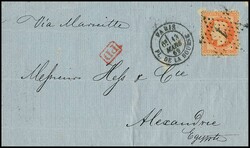 Zwei Briefe (min. Mgl.) je nach Ägypten: 1868 von Straßburg mit ...