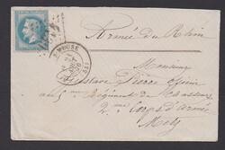 20 C. blau einzeln auf Couvert aus Aug. 1870 an einen Angehörigen ...