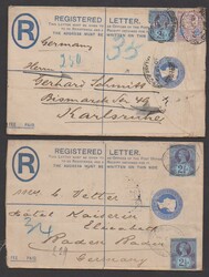 Vier Einschreibe-Ganzsachen 2 P. blau 1895-1901 mit versch. ...