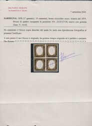 10 C. schwarzbraun, die seltene Farbe im postfrischen (!) Viererblock ...