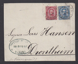 5 C. grün und 20 C. rotorange (kl. Randfehler) auf Vordruckbrief von ...