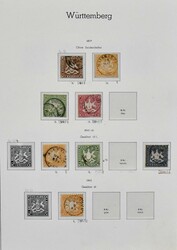 Württemberg, reichhaltige Slg. ab zweimal Nr. 1 auf Vordrucken, mit ...