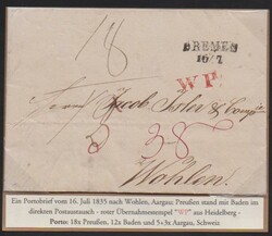 "Bremen", 1817-1848, 12 Auslandsbriefe, u.a. 1833 mit L2 nach ...