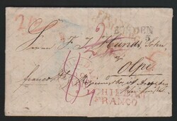 "Franco Hamburg", 1839, roter L2 nebst weiterem Transit-L2 "Bremen" ...