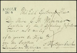 "Anholt", klarer L2 auf Luxusbrief eines holländischen Offiziers ...