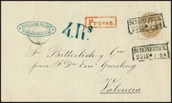 3 Sgr. ockerbraun, Kabinettstück auf Teilfranko-Brief mit Ra2 ...