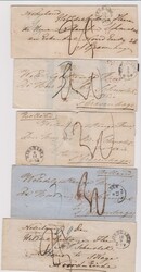 "Wiesbaden", 1863-65, K1 auf fünf Damenbriefchen aus einer ...